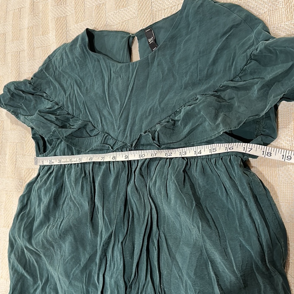 Zara Green Ruffle Babydoll Mini Dress With Pockets Ro… Gem